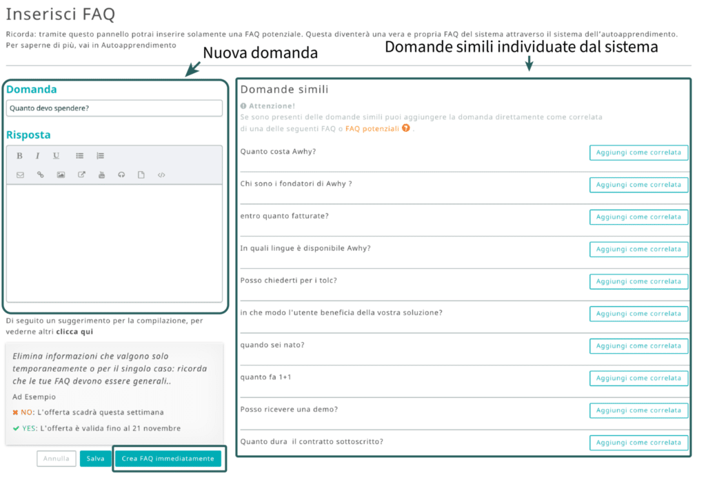 inserimento FAQ awhy